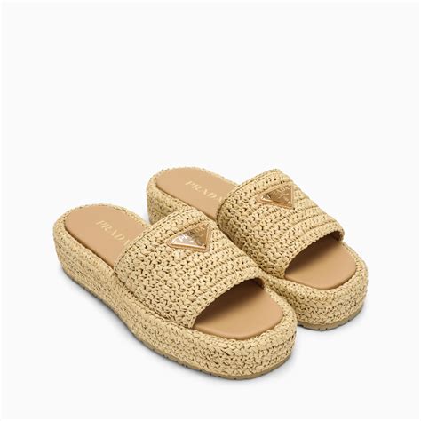 Prada Raffia Platform Slide Sandal (Women) 